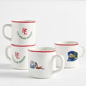 🎄 Pottery Barn Polar Express Mugs – Set of 4 – NIB 🎄